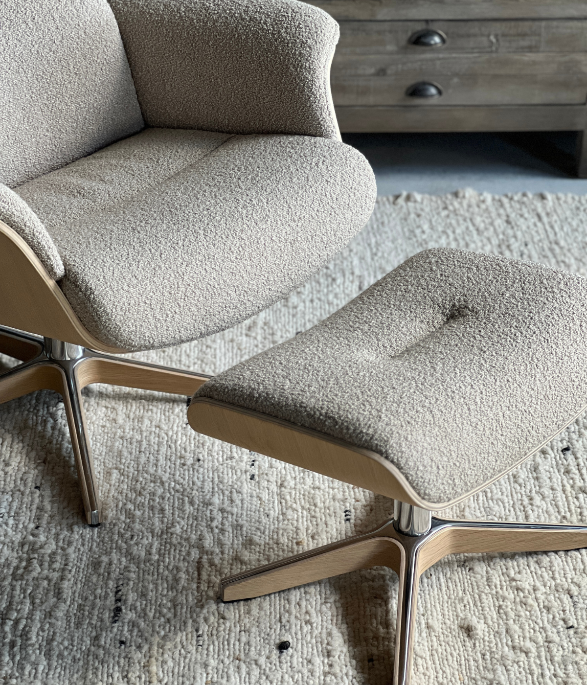 Timeout Swivel Armchair + Footstool by Conform - Gianni Sand