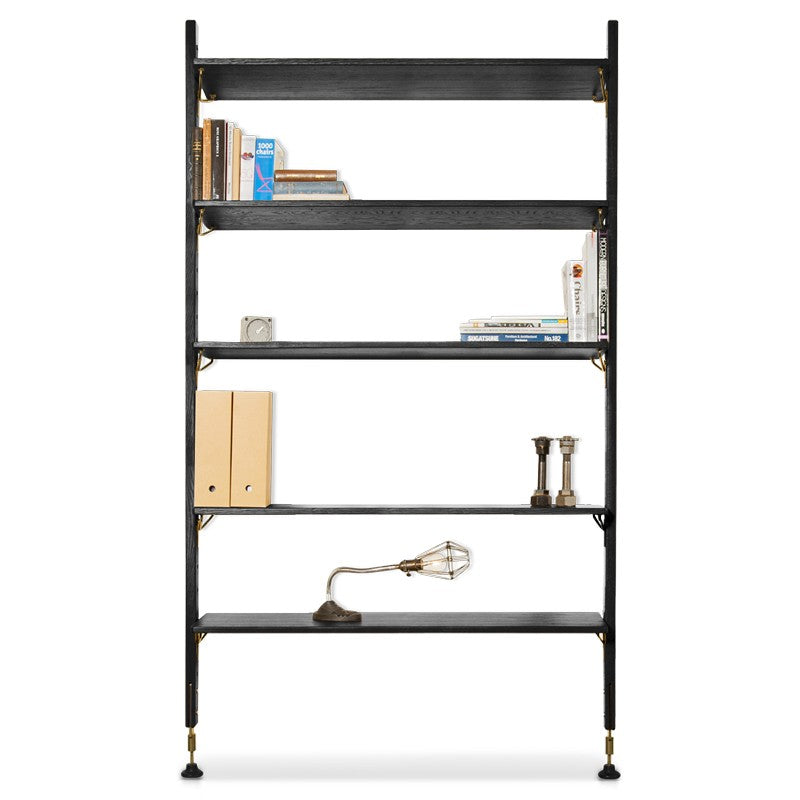 Theo Wall Unit With Large Shelves - Black (1770766368857)