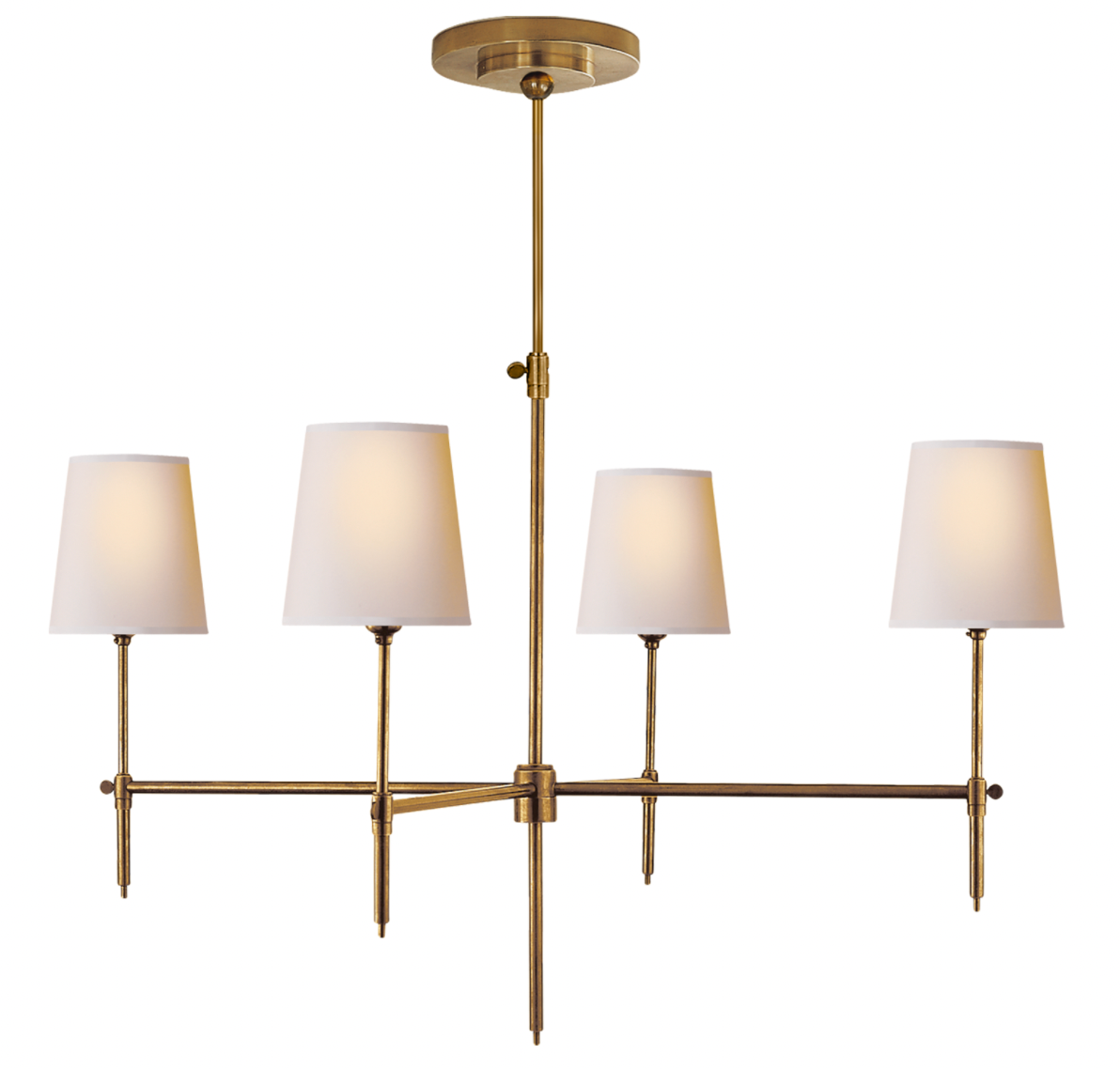 Bryant Large Chandelier in Hand-Rubbed Antique Brass with Natural Paper Shades (6695623884902)