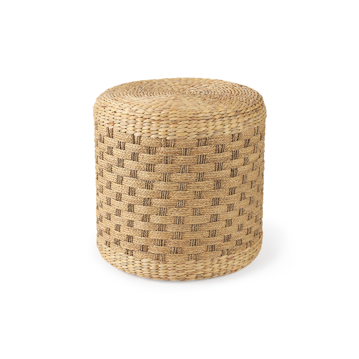 Michelle  Light Brown Woven Seagrass Round Pouf (6711137828966)
